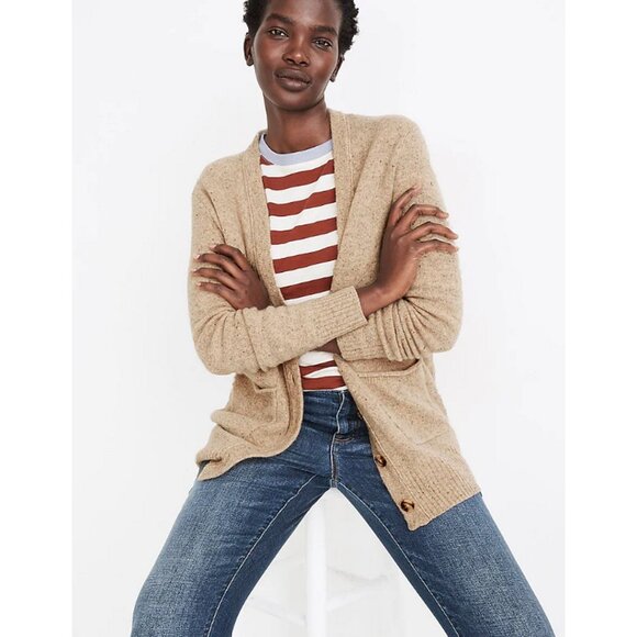 MADEWELL Merino Wool Cardigan Sweater Women's Medium Donegal